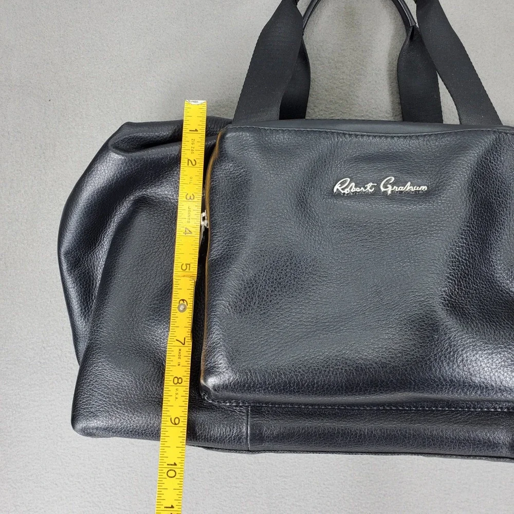 Robert Graham Duffel Bag Black Leather Pebbled Weekender Travel Luggage Bag